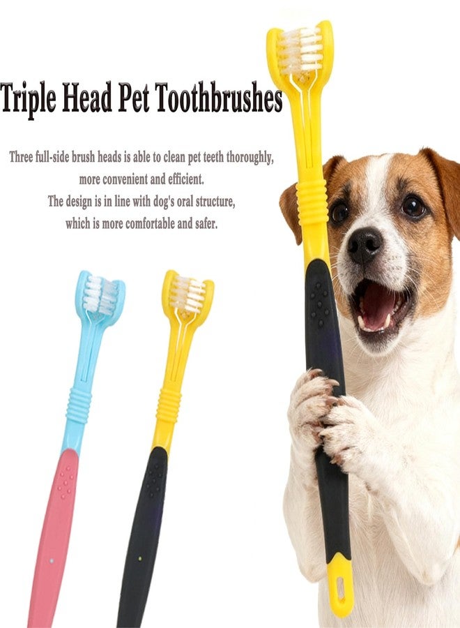 YMCCOOL Triple Head & Double Head Dog Toothbrush Set,360 Degree Toothbrush,Finger Rubber Toothbrush, Multi-Angle Dental Cleaning Brushes forDog Cat Oral Dental Health - Image 3